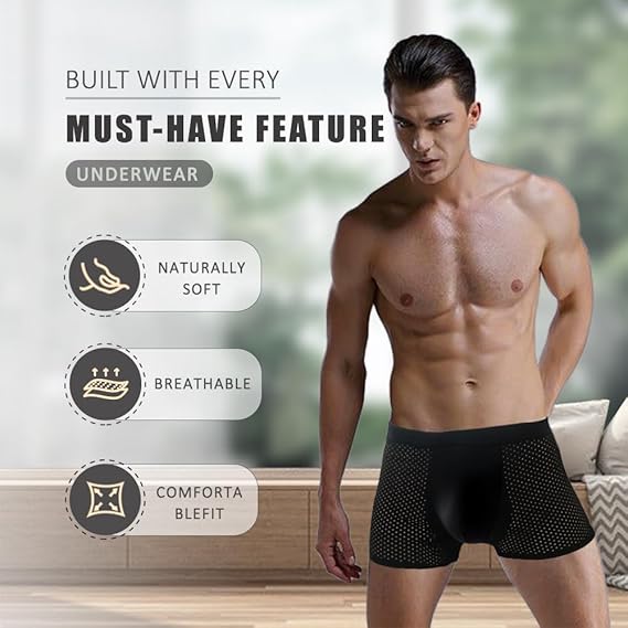 Box Hero Boxer Briefs- Breathable Mens Underwear, Built-in with 3D Pouch Comfortable Underwear for Men